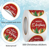 500 Pcs 1.5 Inch Merry Christmas Stickers Roll Christmas Labels For Gift Packing, Cards, Envelopes, Party Supplies (Christmas Tree 2)