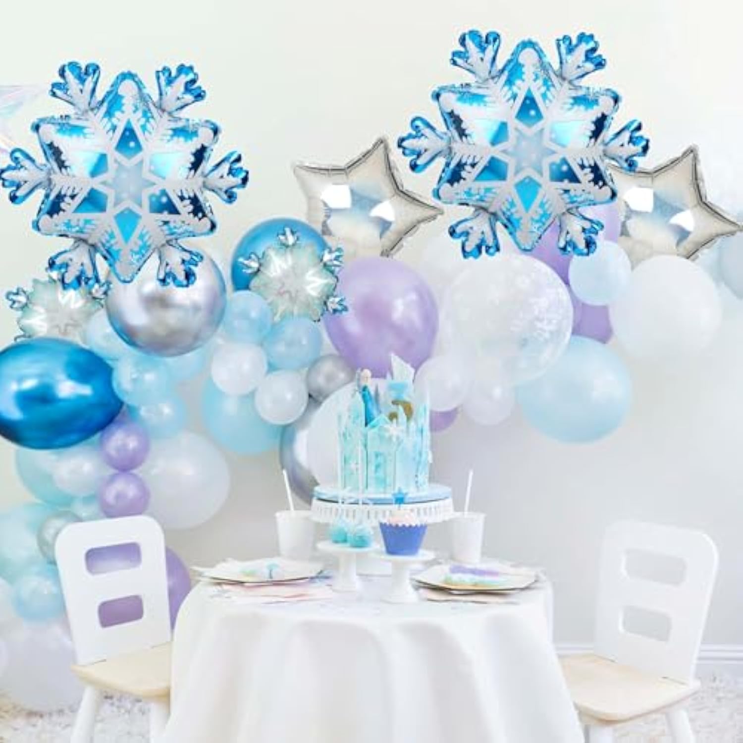 Snowflake Star Shapes Winter Holiday Theme Birthday Party Mylar Foil Christmas Decor Balloons
