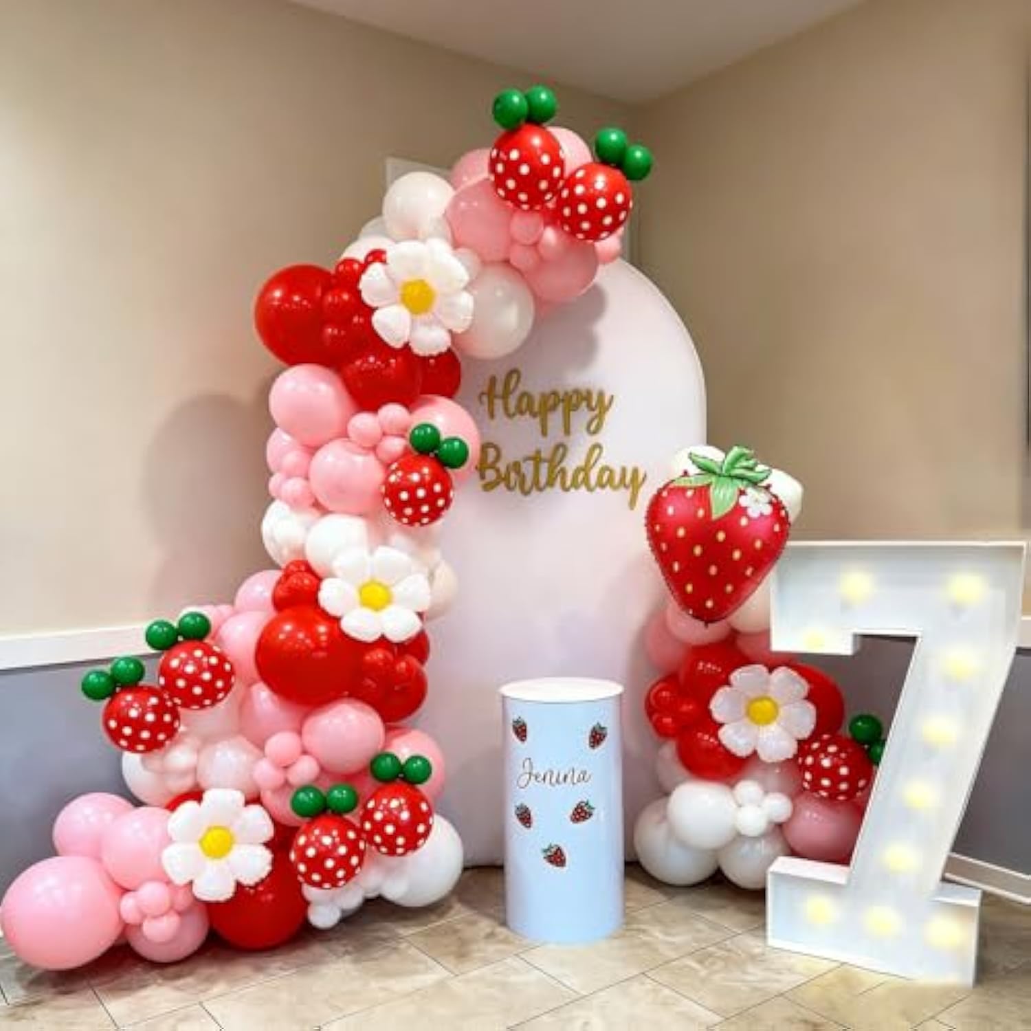 148Pcs Strawberry Balloons Garland Arch Kit For Berry First Birthday Decor, Strawberry And Daisy Foil Pastel Balloon Arch For Valentine'S Day Baby Showers Strawberry Shortcake Birthday Decorations