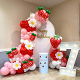 148Pcs Strawberry Balloons Garland Arch Kit For Berry First Birthday Decor, Strawberry And Daisy Foil Pastel Balloon Arch For Valentine'S Day Baby Showers Strawberry Shortcake Birthday Decorations