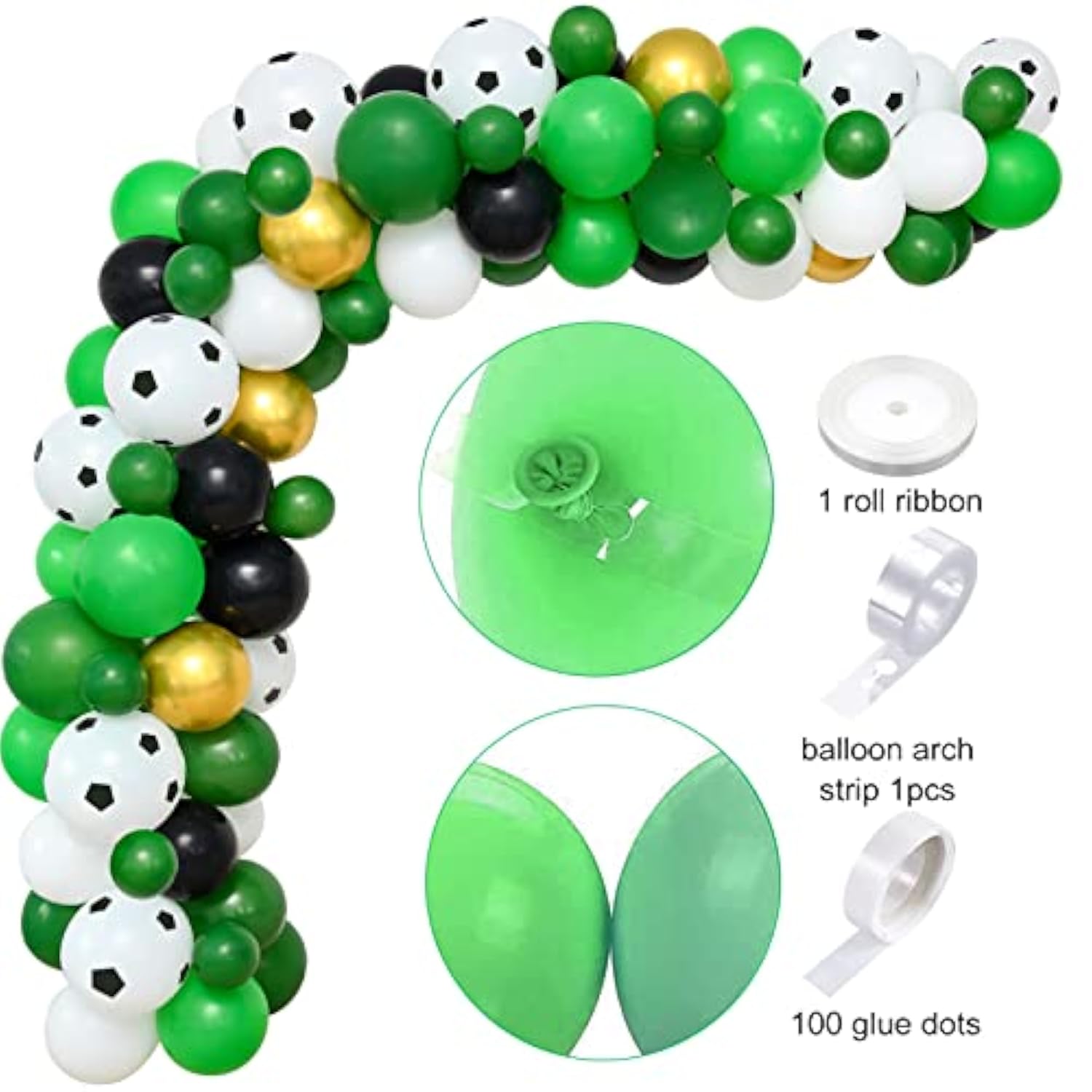 Soccer Birthday Party Decorations Supplies, Soccer Balloons Garland Arch Kit/ Backdrop/ Tablecloth/ 18" Foil Balloons, Adult Teen Girls Boys Kids Outdoor Sports Soccer-Themed Party Decorations