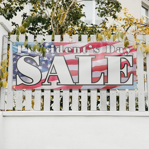 Presidents Day Sale Banner Sign 18 Inch x 48 Inch | 13 oz Vinyl with Metal Grommets | Heavy-Duty Single-Sided Outdoor Durable Printed High-Quality Weatherproof | Made in the USA