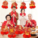 Chinese New Year Decorations 2026, 8 Pcs Happy Chinese New Year Honeycomb Centerpieces The Year of The Horse Table Centerpieces Spring Festival Red Table Topper Decor for Lunar New Year Decorations