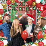 131 Pcs? Christmas Decorations Indoor, Christmas Party Supplies - "Merry Christmas" Banner, Photo Prop, Balloon Party Kit, Hanging Swirl, Fringe Curtain