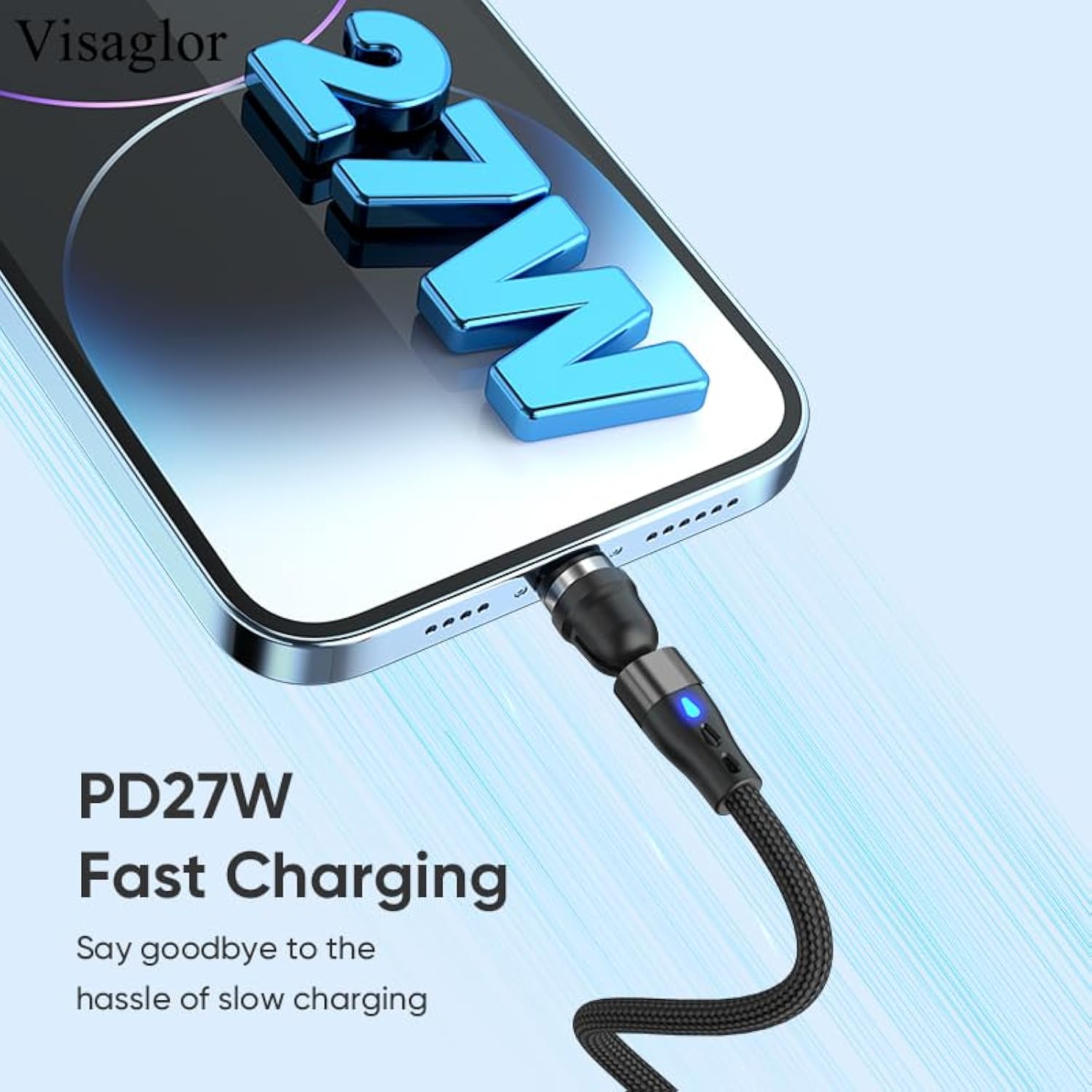 Pd 60W Usb C Magnetic Charging Cable 2Pack/ 6.6Ft, 3A Fast Charging Data Trans