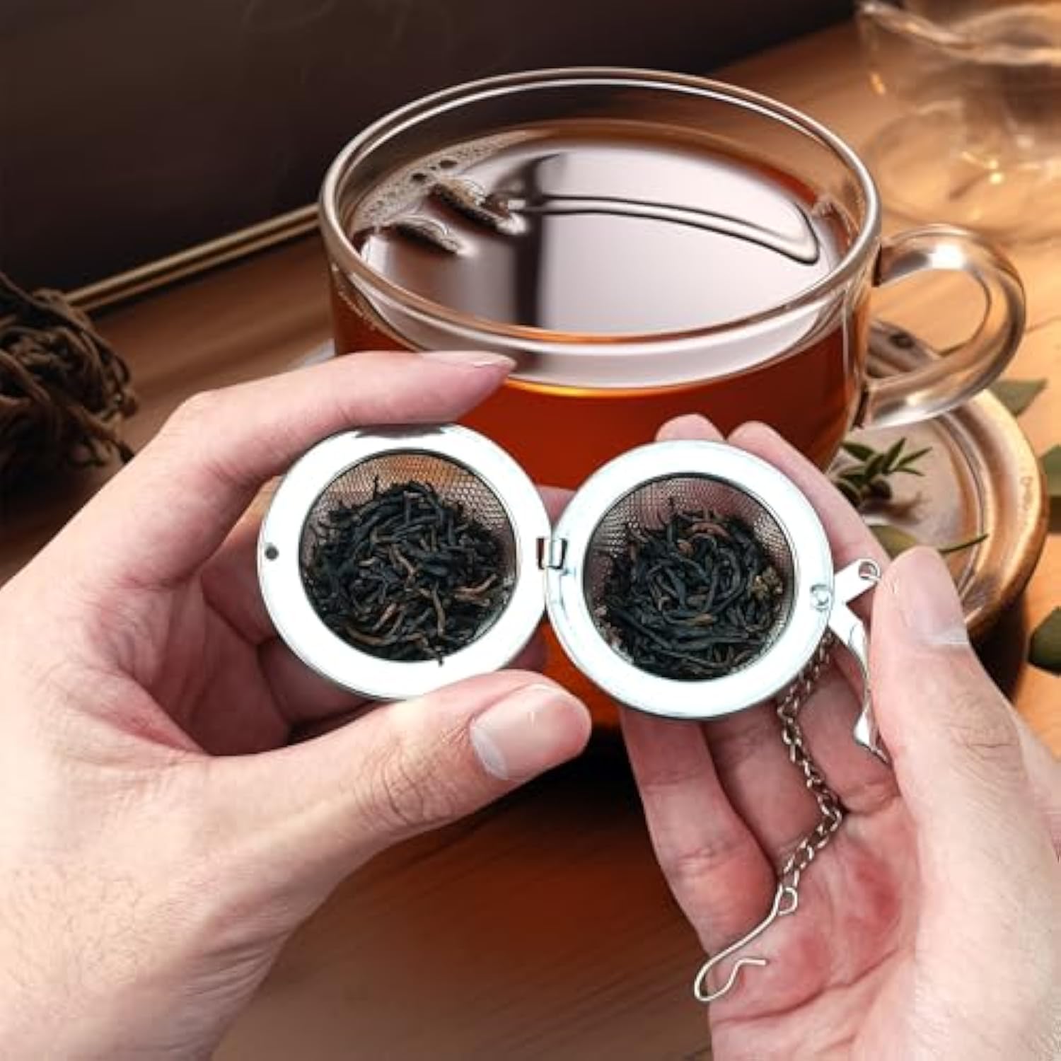 Stainless Steel Mesh Tea Infuser, 2.1 In. Tea Ball With Christmas Tree Pendant, 2Pc Set