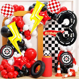 Race Car Birthday Decorations – 40" Lightning Bolt & Number 3 Foil Balloons