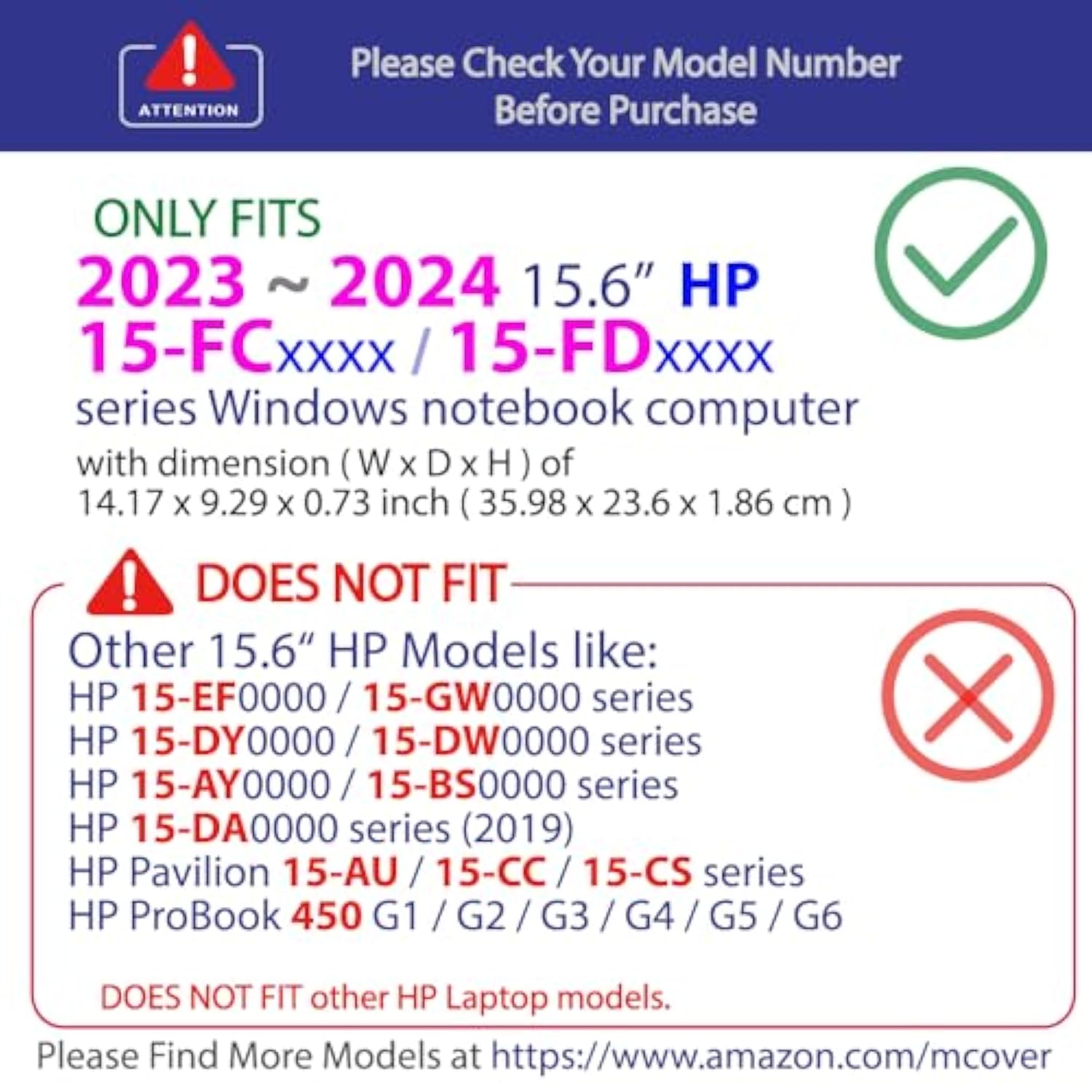 mCover Case Compatible ONLY for 2023-2024 15.6-inch HP Laptop 15-FCxxxx / 15-FDxxxx Series Windows Notebook PC (NOT Fitting Any Other HP Laptop Models) - Red