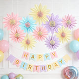 Sunflower Party Decorations Pastel Paper Fans Party Decor Summer Beige Spring Decoration, Blue Pink Hanging Purple Flower Garland Sunflower Wall Decorations For Tea,Garden,Fairy Party.