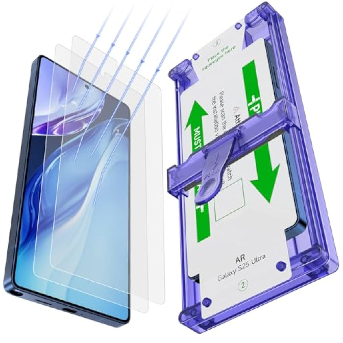 Anti Reflective Screen Protector For Samsung Galaxy S25 Ultra, Anti Glare & Ez Unlock [Bubble Free Applicator] [Not Glass] Display Protective Film Shield Accessories Case Friendly, 2 Pack
