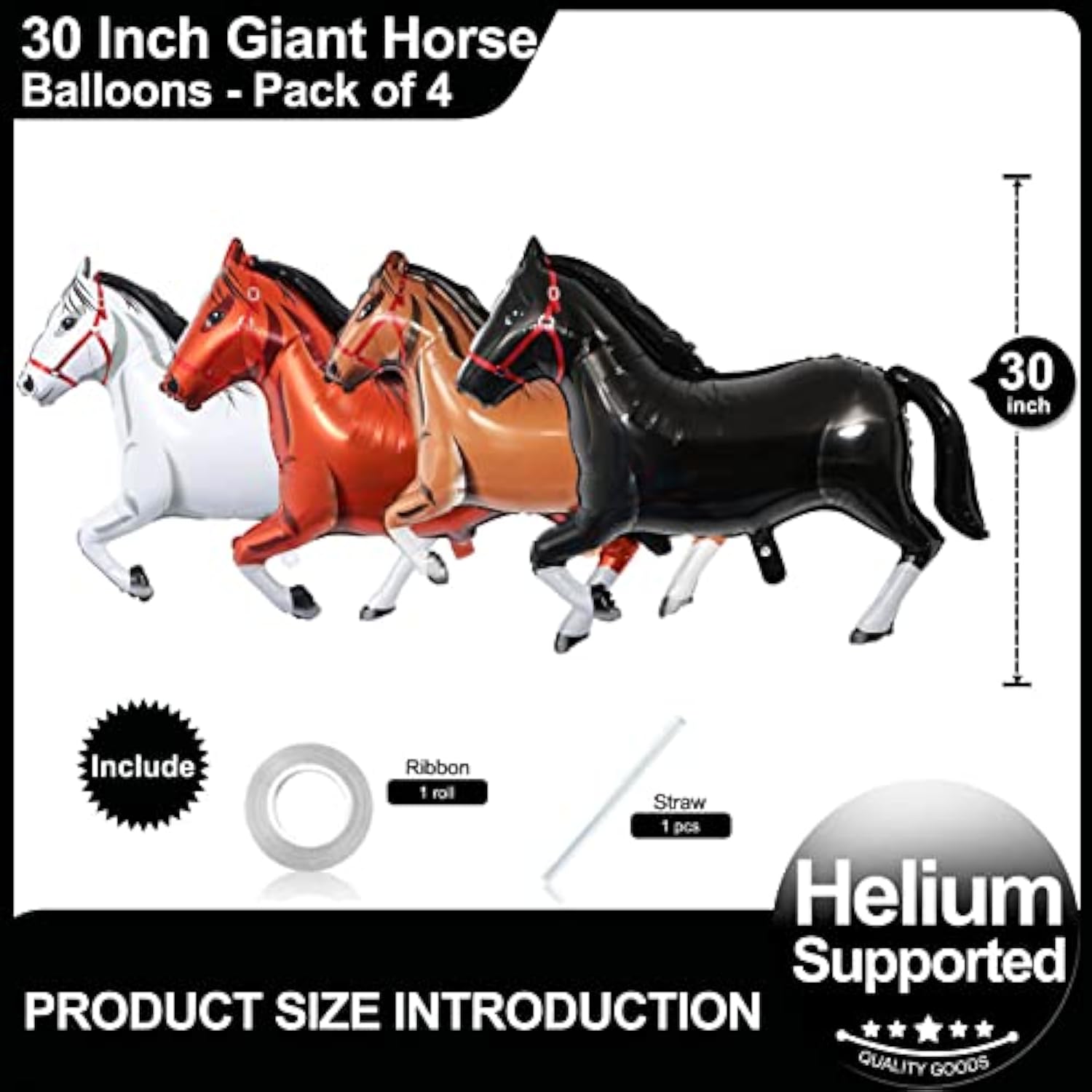 4 Pack Giant Horse Balloons: Horse-Themed Party Decor