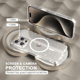 For Iphone 15 Pro Max Case Magnetic, Women Clear Glitter Bling Sparkly Case, [3Xdiamond Camera Lens Protectors] [2Xtempered Glass Screen Protectors] [Compatible Magsafe] (Glitter Clear)