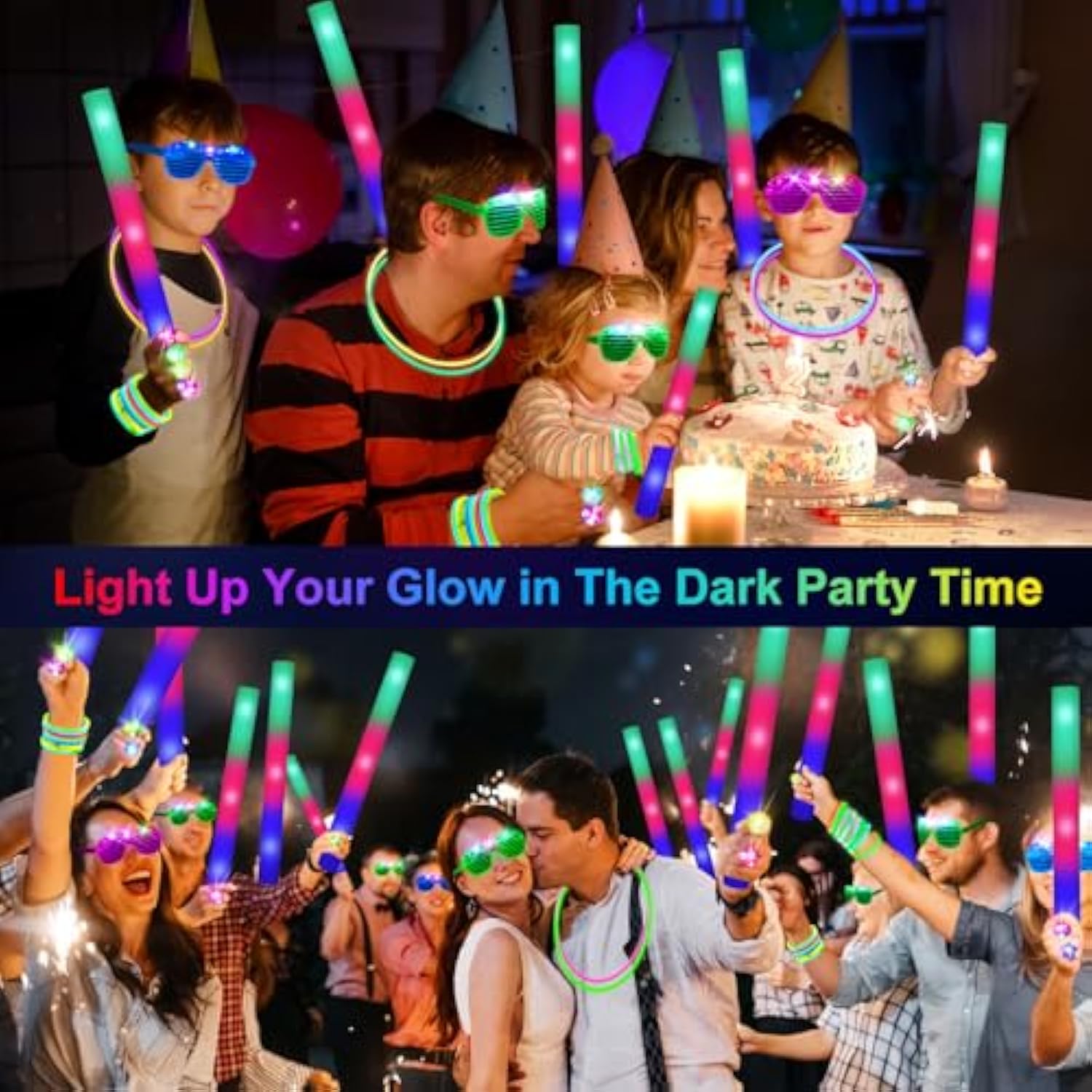 150pcs Glow Party Supplies LED Glasses Sticks Finger Lights Birthday Wedding