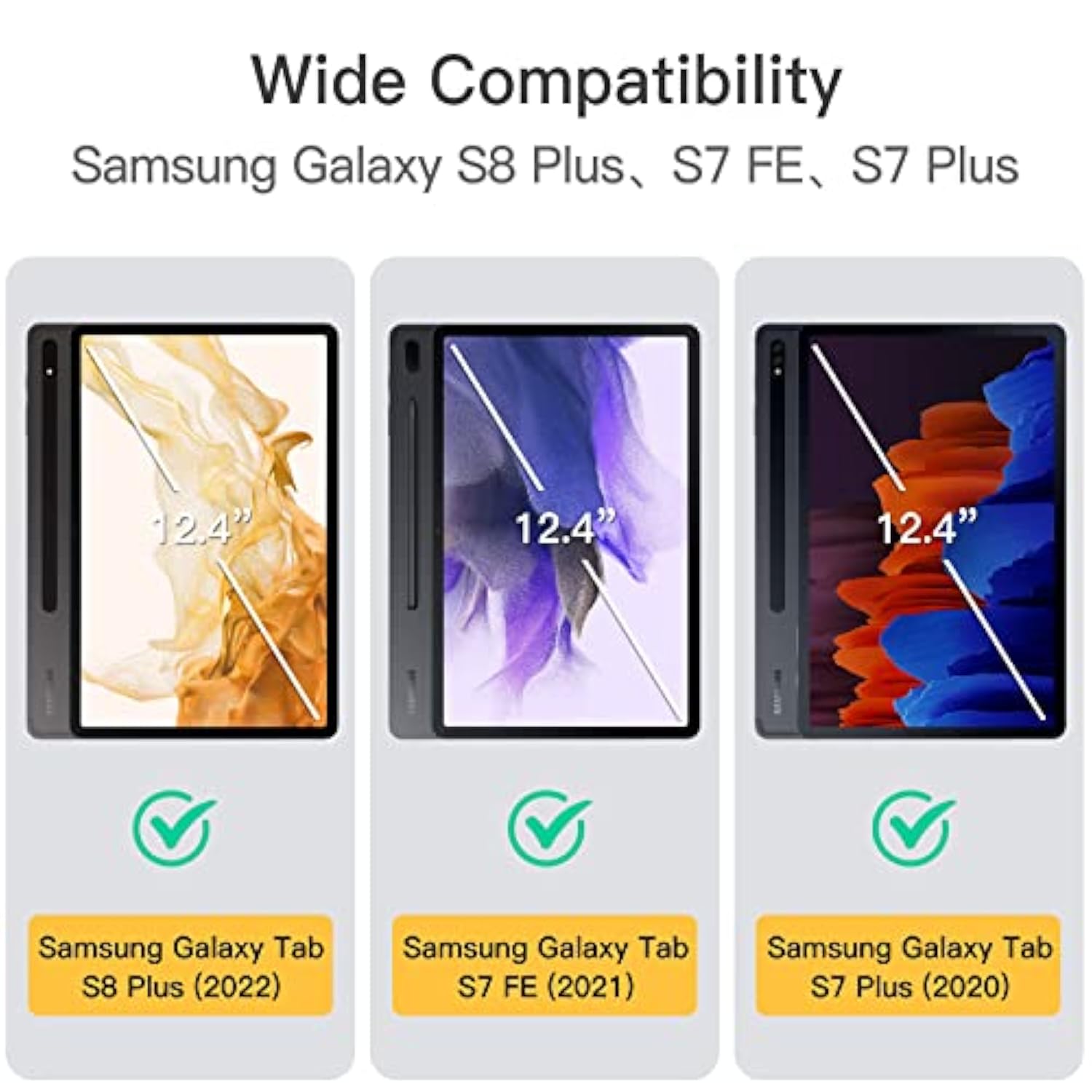 JETech Case for Samsung Galaxy Tab S8 Plus 2022 / S7 FE 2021 / S7 Plus 2020 12
