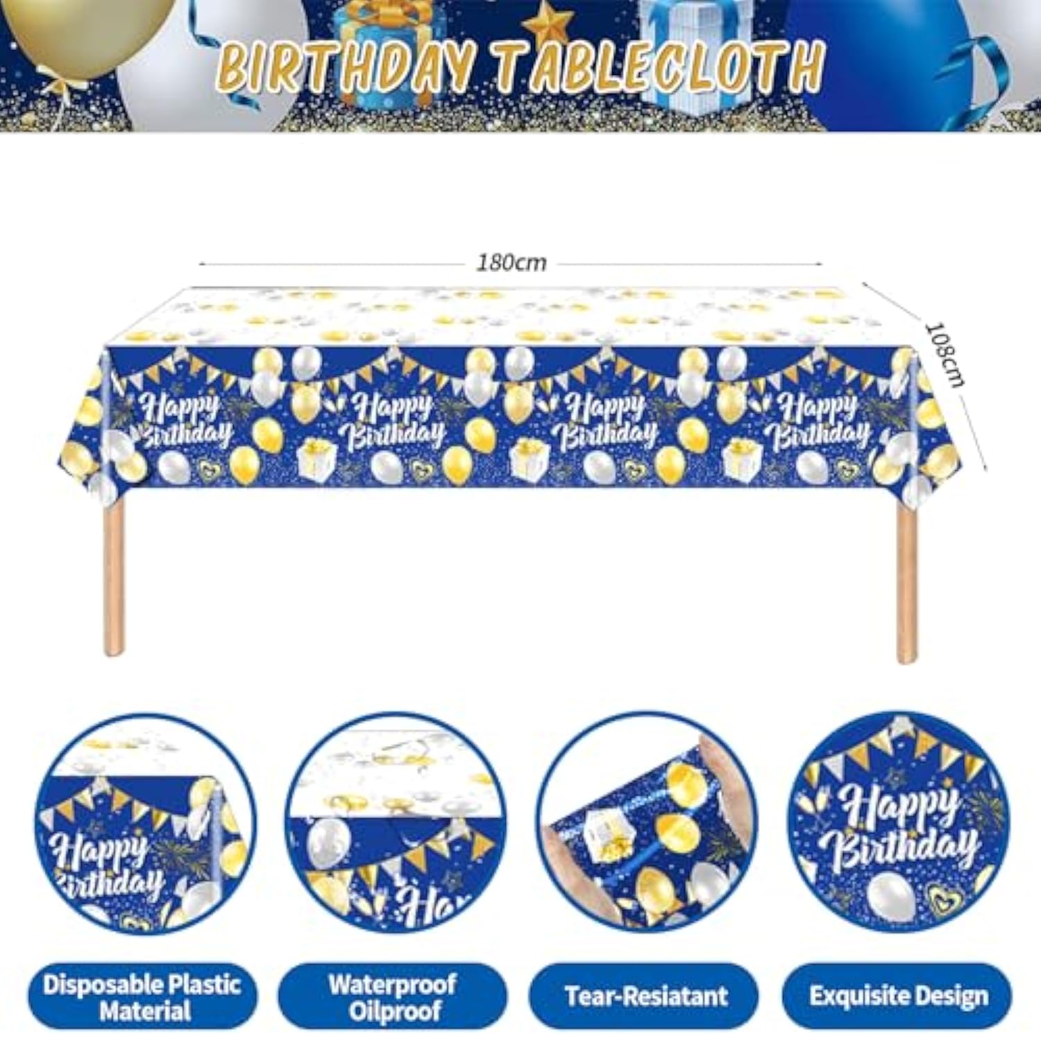 149PCS Blue & Silver Birthday Decor Kit – Includes Backdrop, Balloon Arch, Tablecloth and Banner