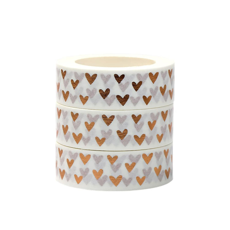 Bronze Heart Foil Washi Tapes Set 3Pcs Self-Adhesive Decorative Maskin