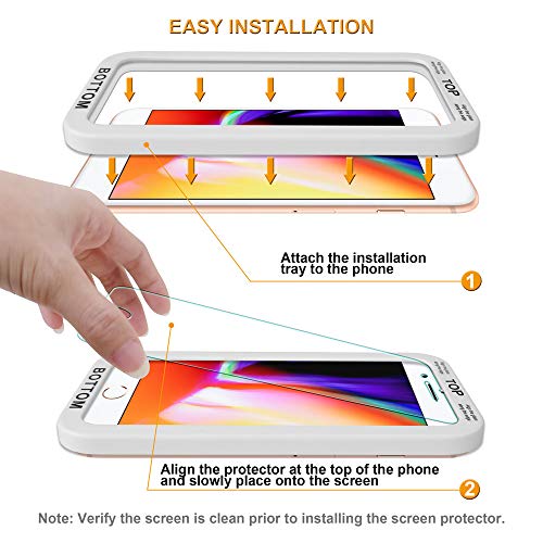 (2 Pack) Designed for Apple iPhone 6S Plus and iPhone 6 Plus (5.5 inch) Tempered Glass Screen Protector with (Easy Installation Tray) Anti Scratch,