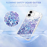 For Iphone 16 Case, Iphone 16 Case With Screen Protector Glitter Bling Sparkle For Women Girls Liquid Clear Case For Iphone 16 6.1” Blue Purple