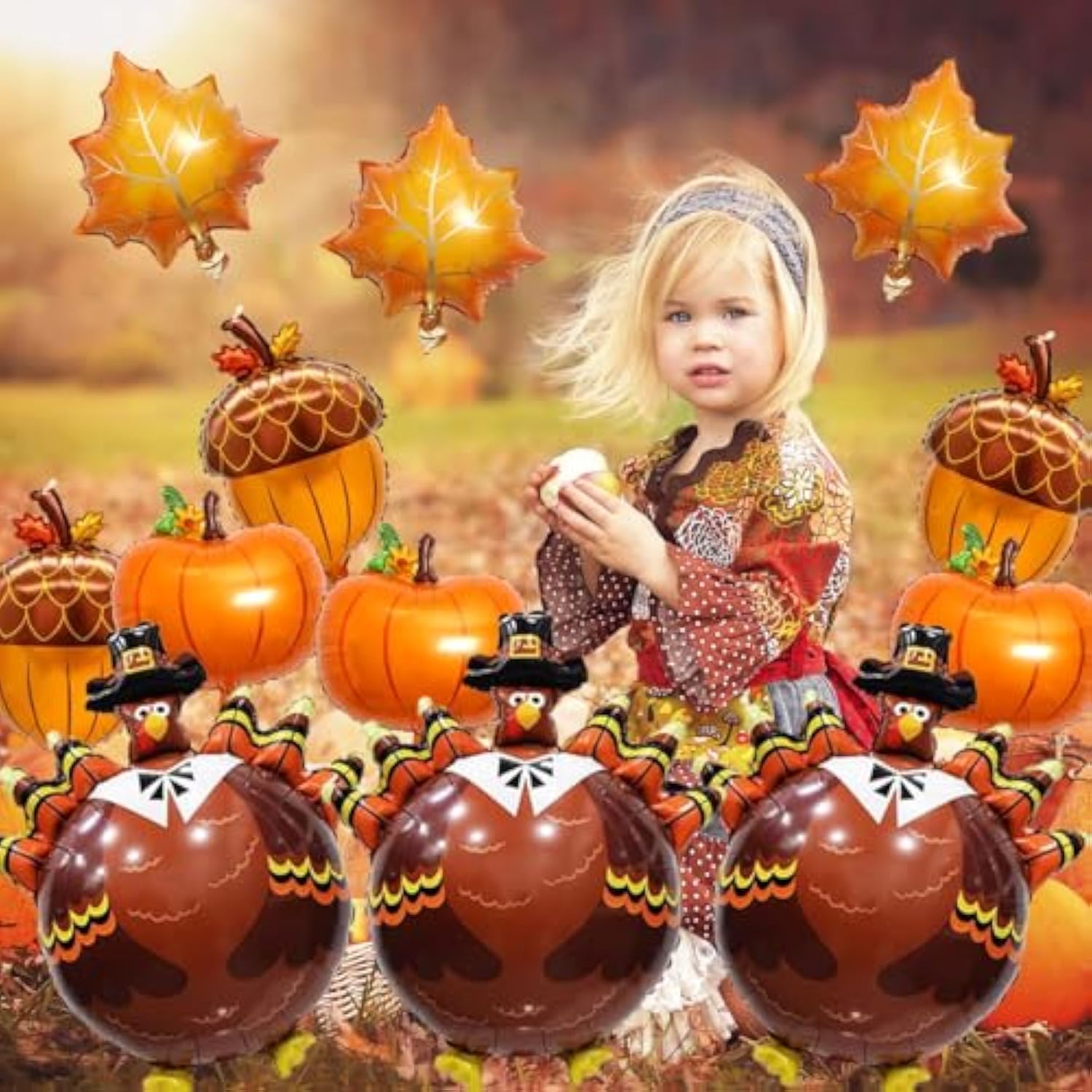 Thanksgiving Balloons Set Turkey Pumpkin Fall Foil Balloons for Autumn Party Decorations