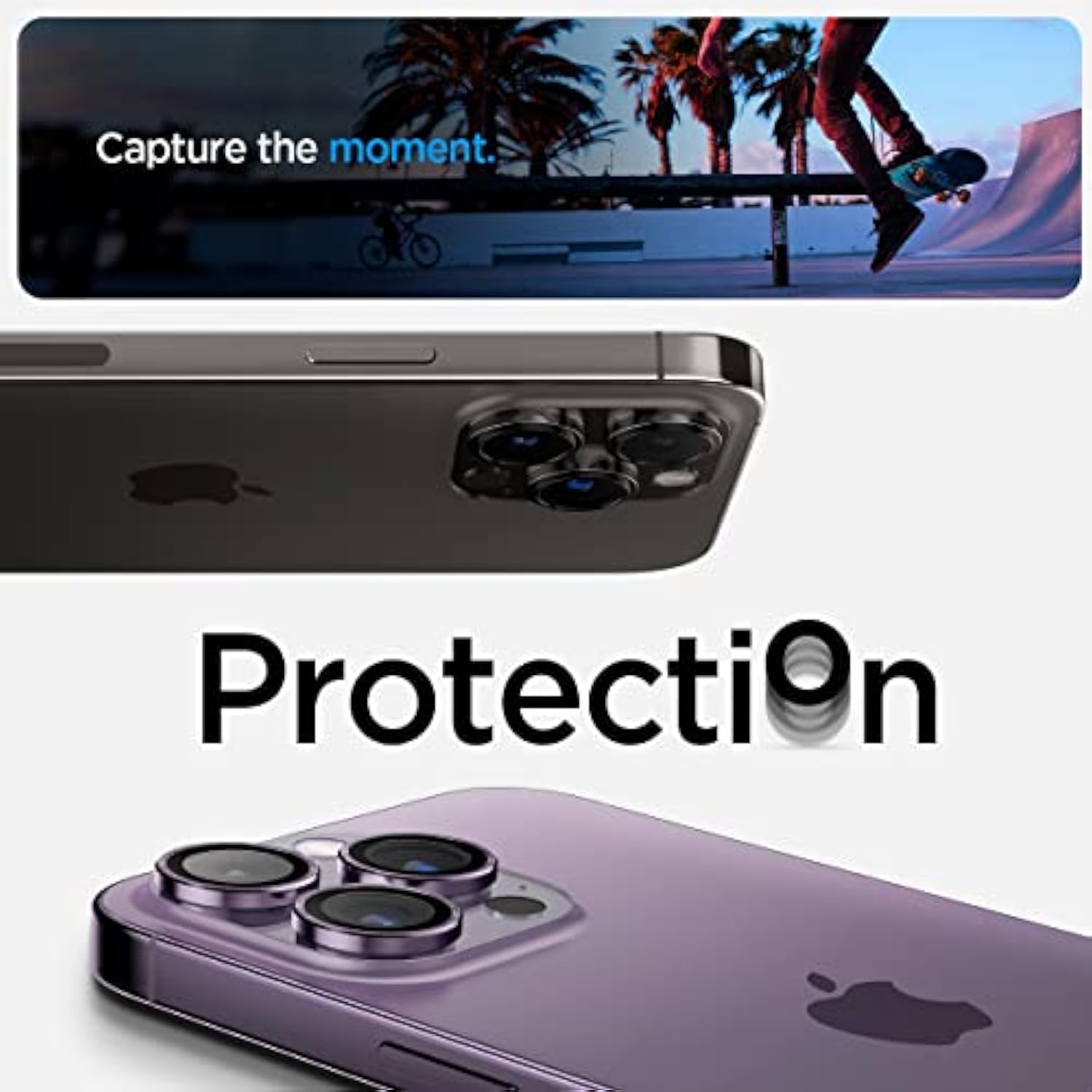 Spigen Camera Lens Screen Protector [GlasTR EZ Fit Optik Pro] Designed for iPhone 14 Pro Max/iPhone 14 Pro [Case Friendly] - Deep Purple [2 Pack]