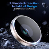 OMOTON Clear Camera Lens Protector for iPhone 16 Pro Max/16 Pro, Individual Camera Lens Protector, High-definition Photos, Ultra-thin Tempered Glass Lens Protector, 2 Set Transparent Ring