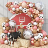 87pcs Cow Print Balloon Garland Kit Pink Brown Nude Western Rodeo Party Decor