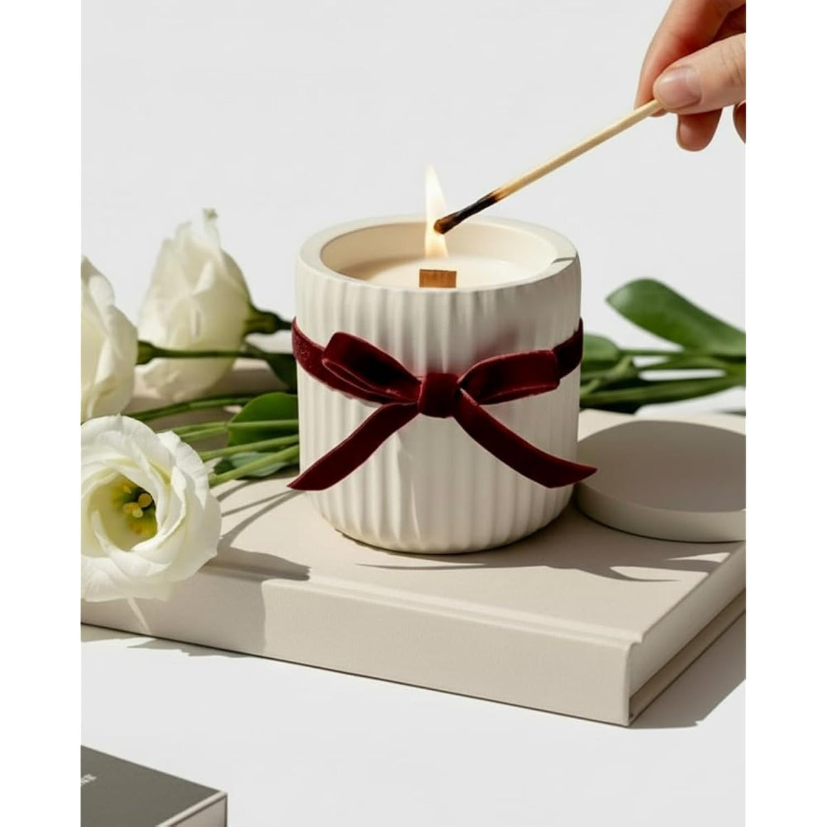 Black Raspberry Vanilla Scented Candle – Soy Wax Candle In Elegant Plaster Jar, Crackling Wooden Wick, Long-Lasting Burn, Aromatherapy Candle Gift For Home Décor - Small