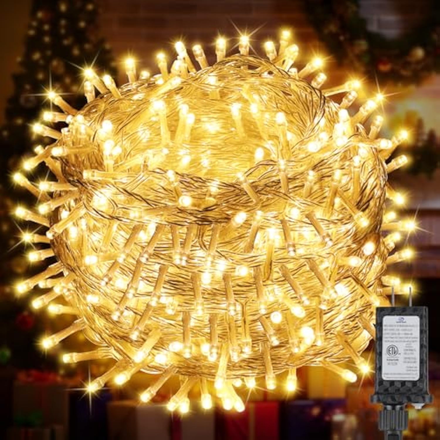 200Ft 600Led Christmas Lights Plug In,Warm White Waterproof Fairy Lights With Timer/8 Modes, Christmas Tree Lights Light