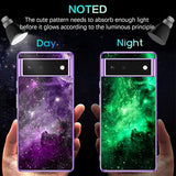 For Pixel 6 Case, Slim Fit Glow In The Dark Soft Flexible Bumper Protective Shockproof Non-Slip Cute Case Cover For Google Pixel 6 (2021) 6.4", Purple Nebula