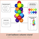 Balloon Column Kit Set Of 2 With Balloons Included - Balloon Stand With Base, And Pole,Balloon Tower Backdrop Decoration For Wedding, Baby Shower, Birthday Party, Or Bachelorette Parties (Rainbow)