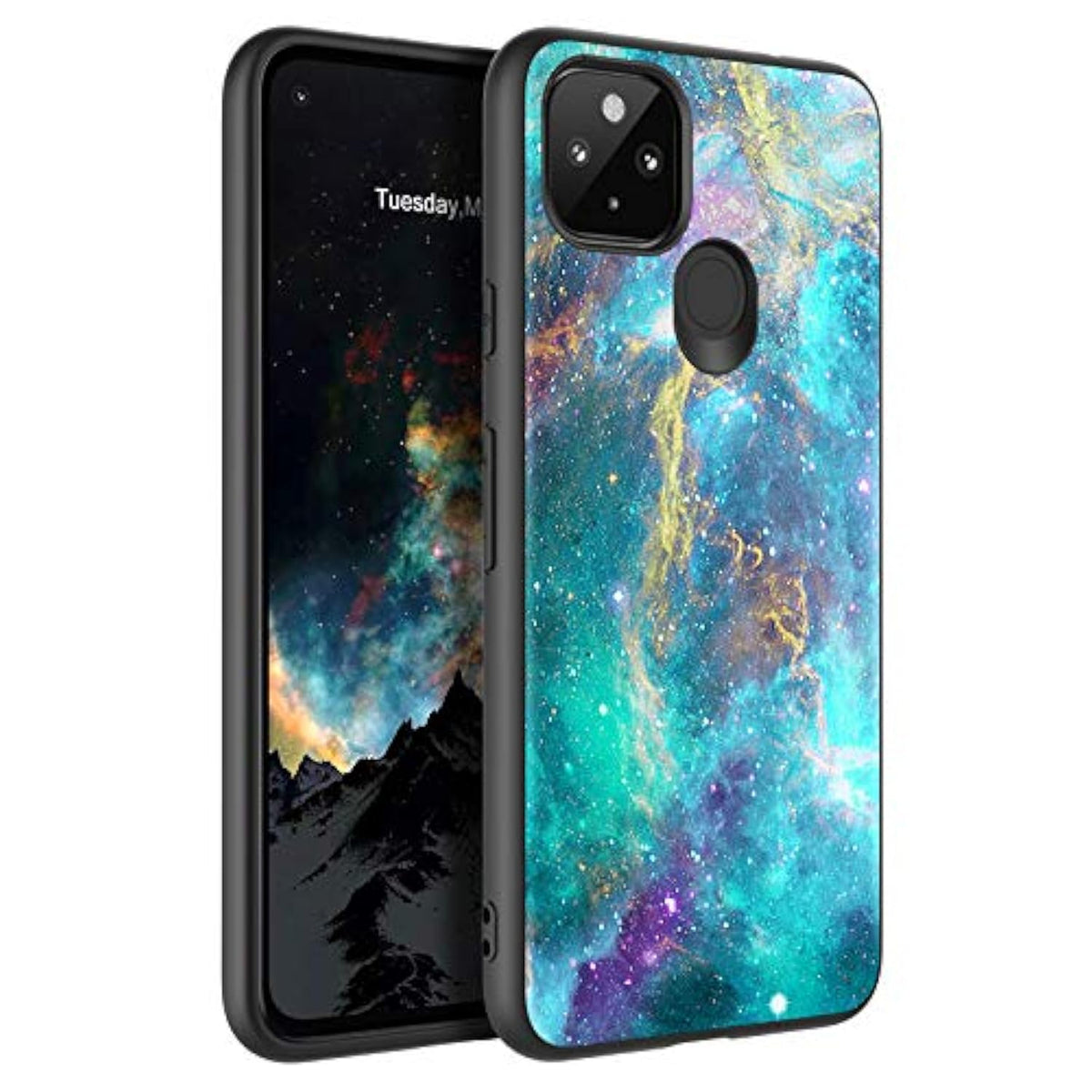 For Pixel 5 Case, Google Pixel 5 Case, Slim Glow In The Dark Hybrid Hard Pc Soft Tpu Flexible Bumper Protective Anti Scratch Non-Slip Phone Case Cover For Google Pixel 5 (2020), Nebula/Galaxy