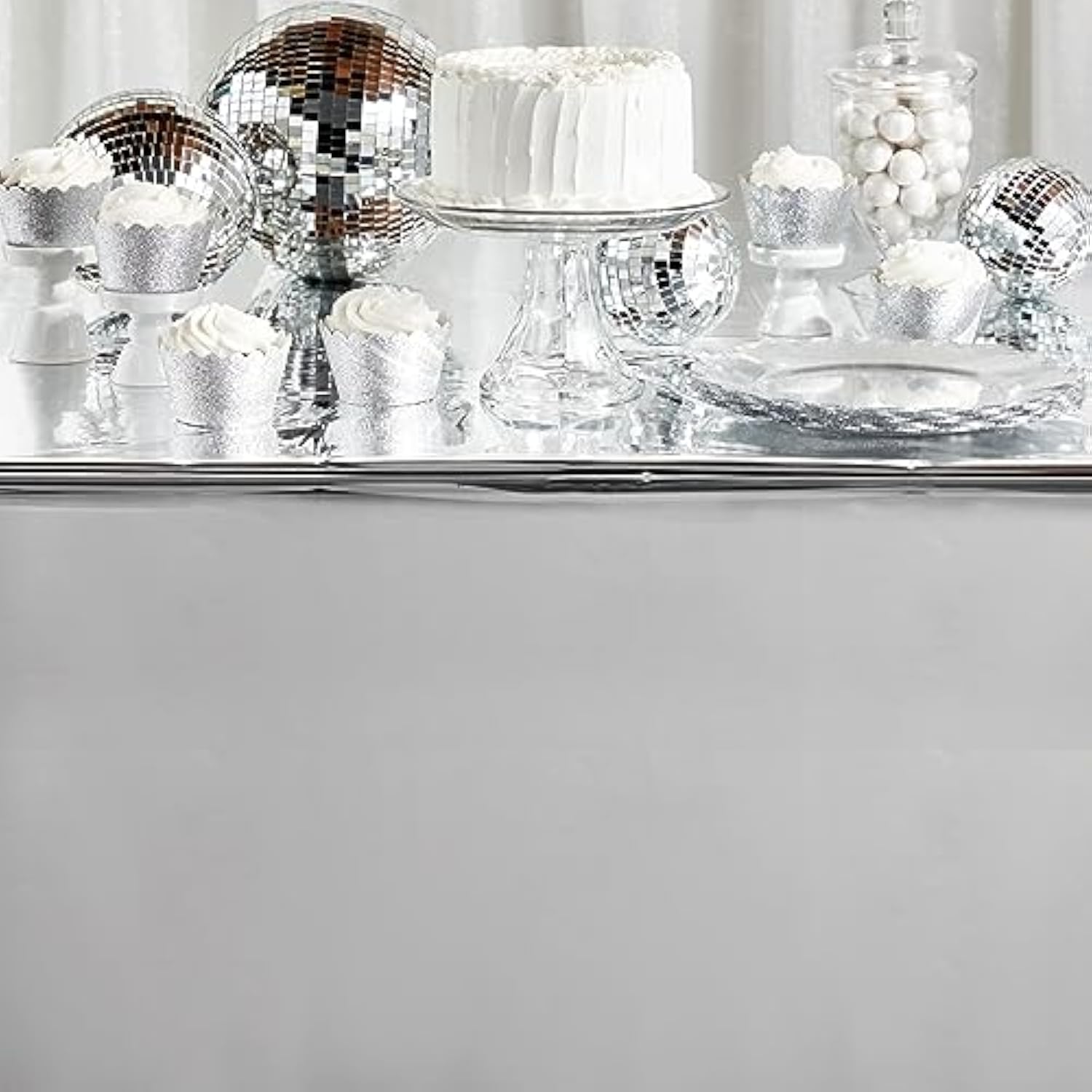 3 Pack Shiny Silver Foil Plastic Tablecloths for Party Decor, 54x108 Inches