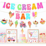 Pre-Strung Ice Cream Party Decor Kit Sundae Bar Sign for Birthday/Baby Shower