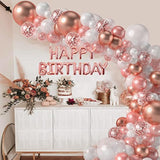 105PCS Rose Gold Balloon Garland Kit – White & Confetti Balloons for Parties