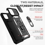 Compatible With Iphone 14 Plus Case With Hd Screen Protector & Slide Camera Cover & Rotated Ring Kickstand, [Military-Grade] Phone Case For Iphone 14 Plus (Black)