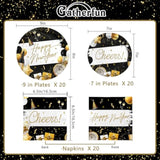 New Year Party Supplies with Plates, Napkins, Cups, Tablecloth, and Banner for 20