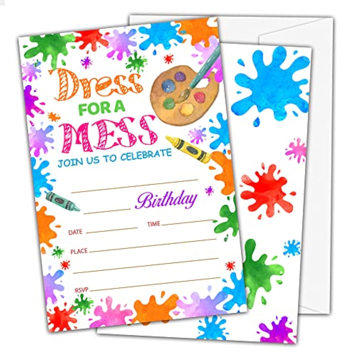 Art Painting Birthday Invitations, Paint Craft Art Theme Birthday Party Invitations For Boys Girls Kids, Fill In Birthday Party Invites, Decorations, Favors, 20 Invitations With Envelopes (Ha15)
