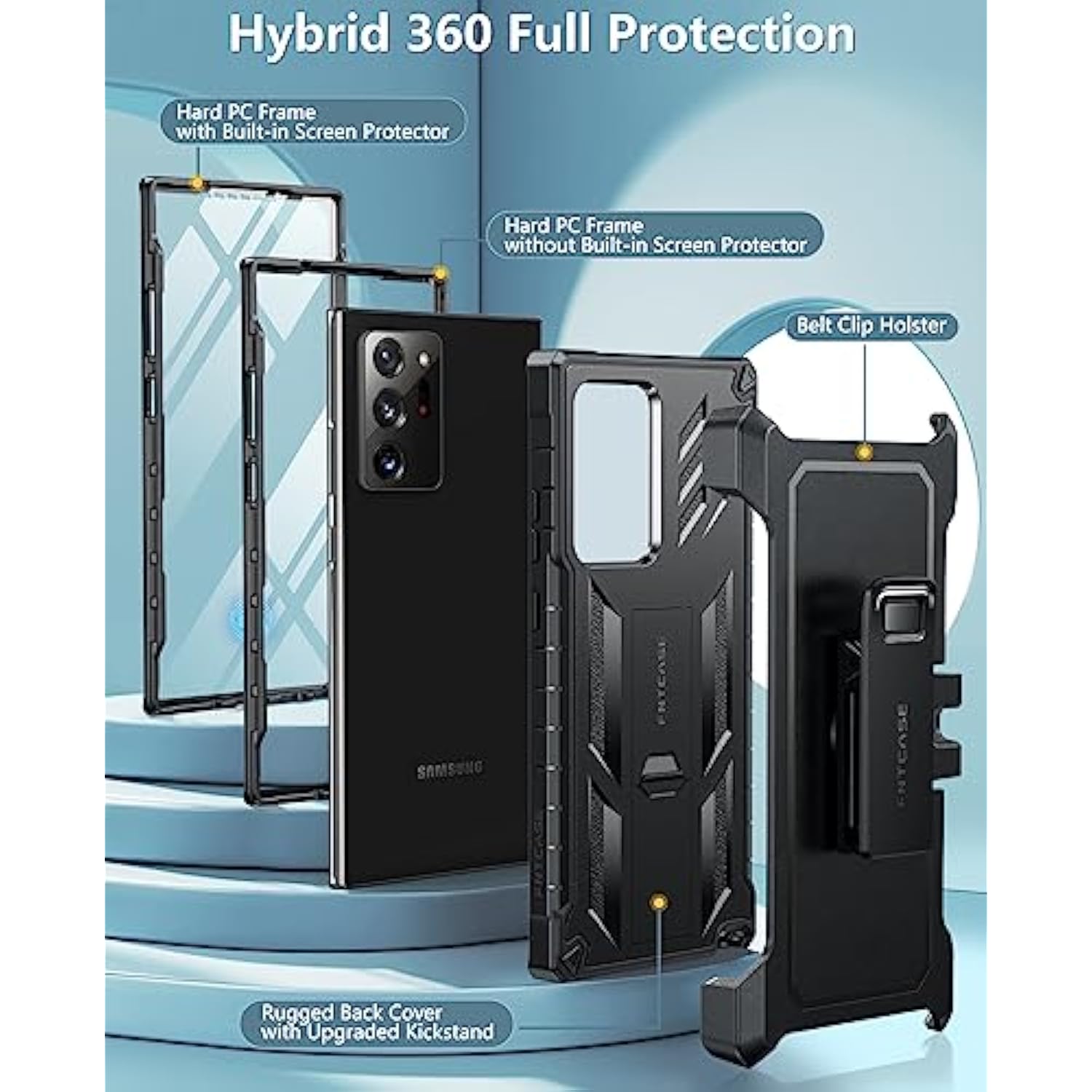 For Samsung Galaxy Note-20-Ultra Case: Military Grade Rugged Cell Phone Cover With Kickstand | Shockproof Tpu Protection Bumper Matte Textured Design For Note 20 Ultra