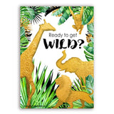 Golden Safari Birthday Party Invitations - 40 Pieces - 20 Invitations + 20 Envelopes - Jungle Party Supplies - Gold Safari Party Supplies - Gold Safari Decorations - Jungle Birthday Party Invitations - Hb 20Ct