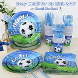 Soccer Birthday Party Decorations Plates Set 25 Guests,125 Pieces Soccer Theme Paper Plates Napkins Cups And Cutlery Boys Party Supplies De Cumpleaños De Futbol