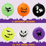 36Pcs Halloween Punch Balloons - Kids Party Favors, Trick or Treat Toys & Decorations