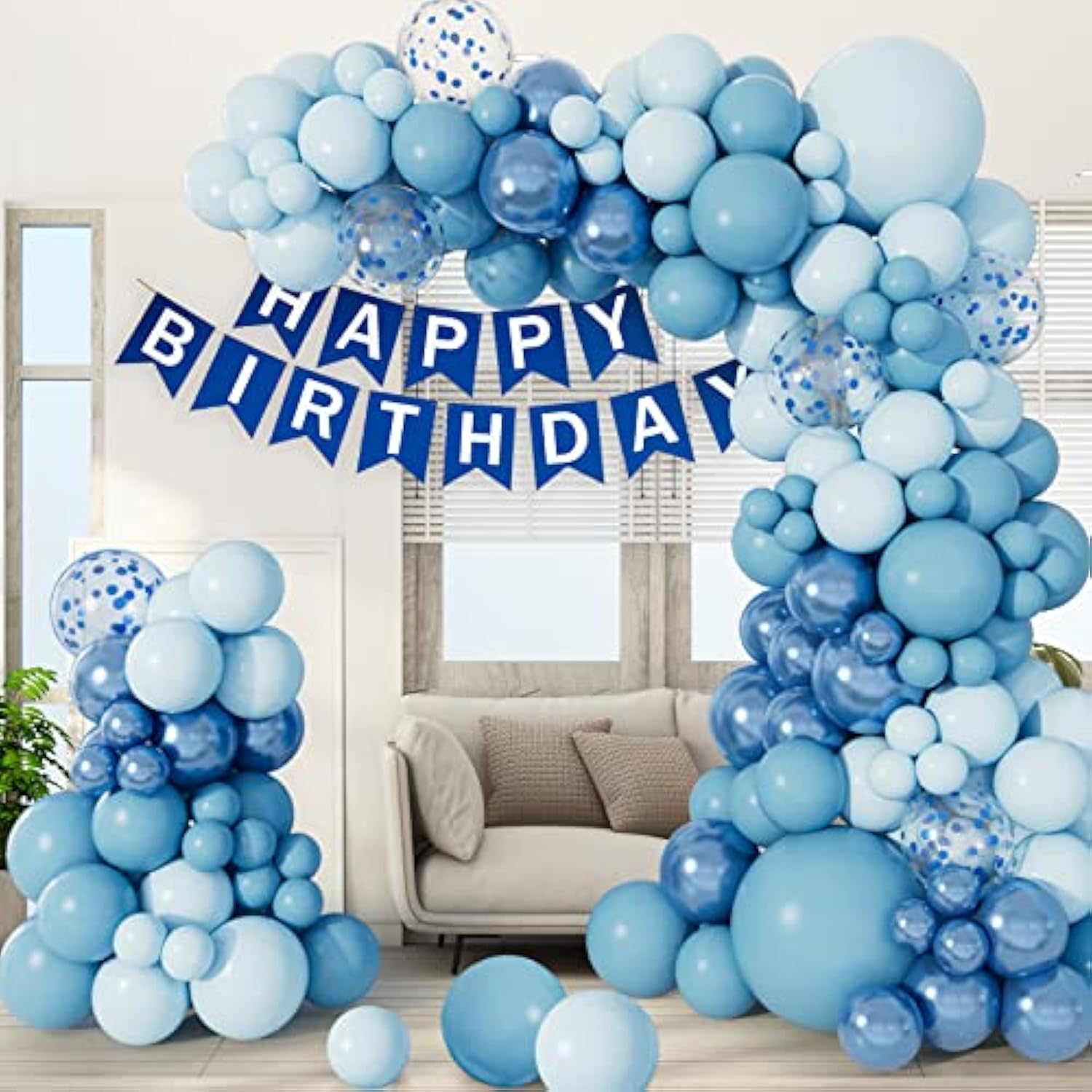 Baby Blue Balloon Garland Kit – Metallic & Pastel Balloons for Baby Shower, Birthday, Wedding Party