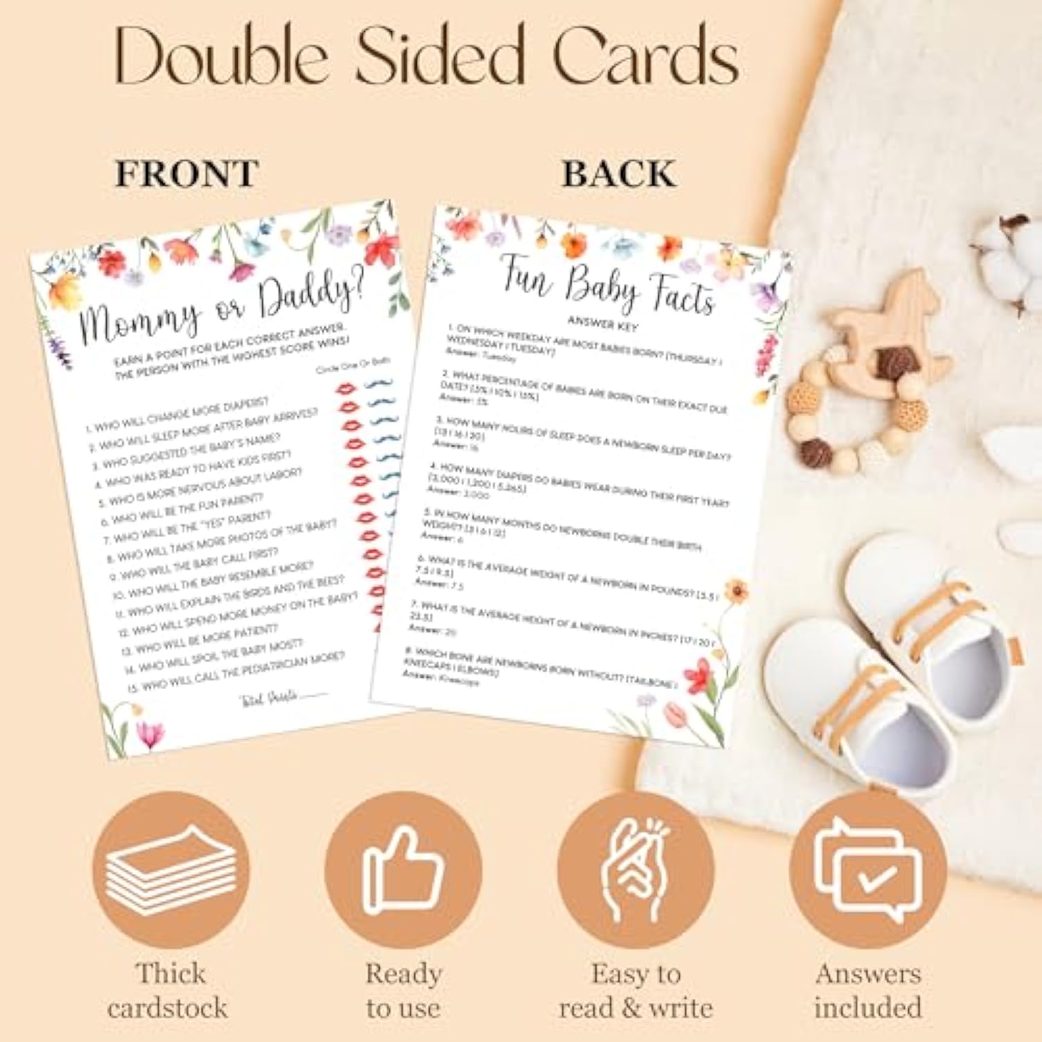 Wildflower Baby Shower Games For Girl - Fun Baby Shower Bingo Game Girl, Hilarious Baby Word Scramble Baby Shower Girl Games, Mommy Or Daddy Game, Baby In Bloom Baby Shower Decorations