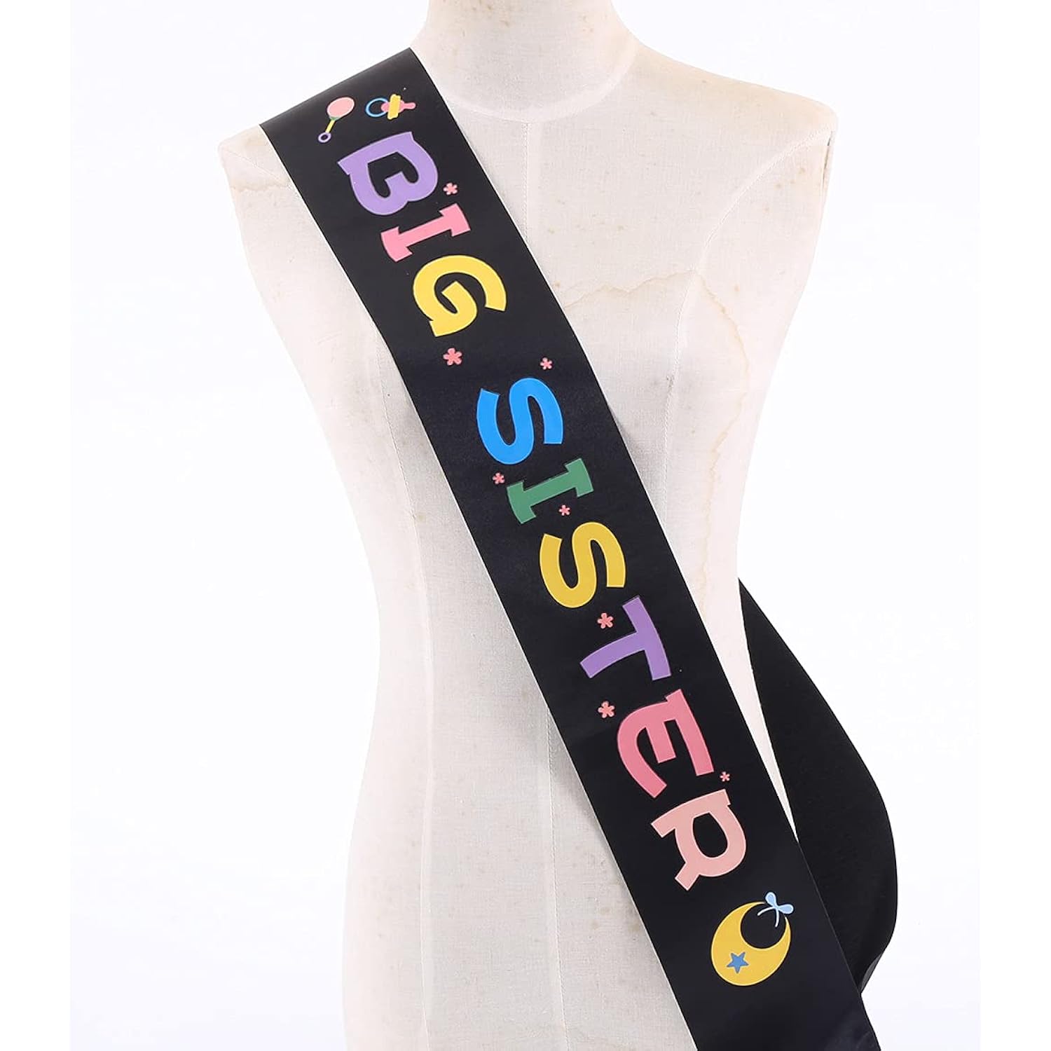 Big Sister Sash Black Stain Baby Shower Sash For Baby Shower Big Sister To Be Party Decorations