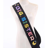 Big Sister Sash Black Stain Baby Shower Sash For Baby Shower Big Sister To Be Party Decorations