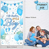 Baby shower welcome banner and blue photo backdrop 70x35 inch for party decor