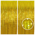 Gold Foil Curtain, 2 Pack 3.2 Ft X 8.2 Ft Tinsel Foil Fringe Curtains Backdrop, Sparkle Metallic Foil Fringe Curtains For Class Of 2025 Retirement Fathers Day Decorations Photo Booth Props