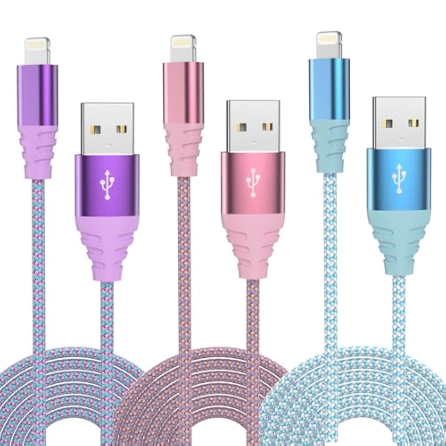 Iphone Charger Fast Charging 3Pack 6Ft Apple Mfi Certified Lightning Cable Nylon Braided Iphone Charger Cord Compatible With Iphone 14/13/12/11 Pro Max/Xs Max/Xr/Xs/X/8/7 Plus Ipad Airpods