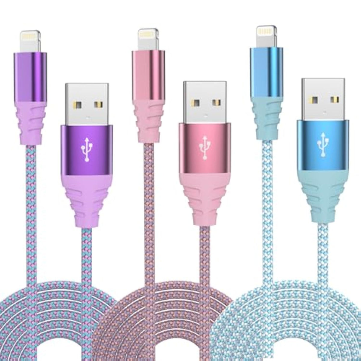 Iphone Charger Fast Charging 3Pack 6Ft Apple Mfi Certified Lightning Cable Nylon Braided Iphone Charger Cord Compatible With Iphone 14/13/12/11 Pro Max/Xs Max/Xr/Xs/X/8/7 Plus Ipad Airpods