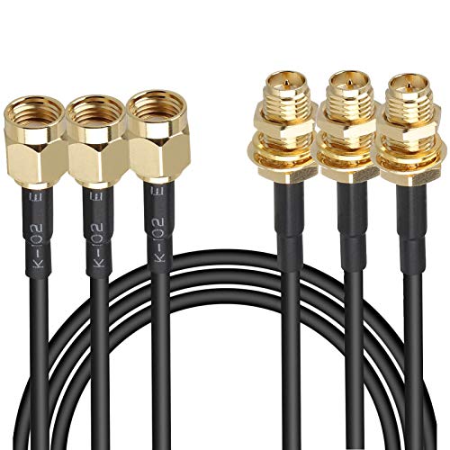 3-Pack 10Ft Rp-Sma Male To Female Extension Cable Wifi Router Antenna Extender